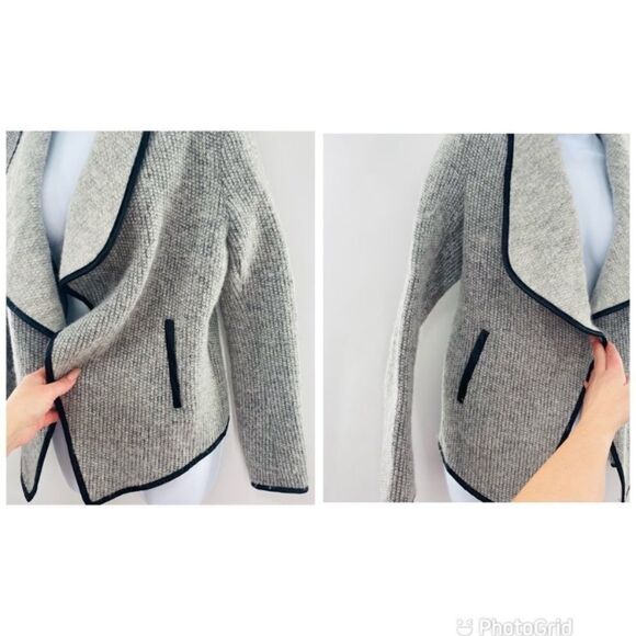 CUPCAKES & CASHMERE Gray Wool Open front Sweater Cardigan - Picture 6 of 9